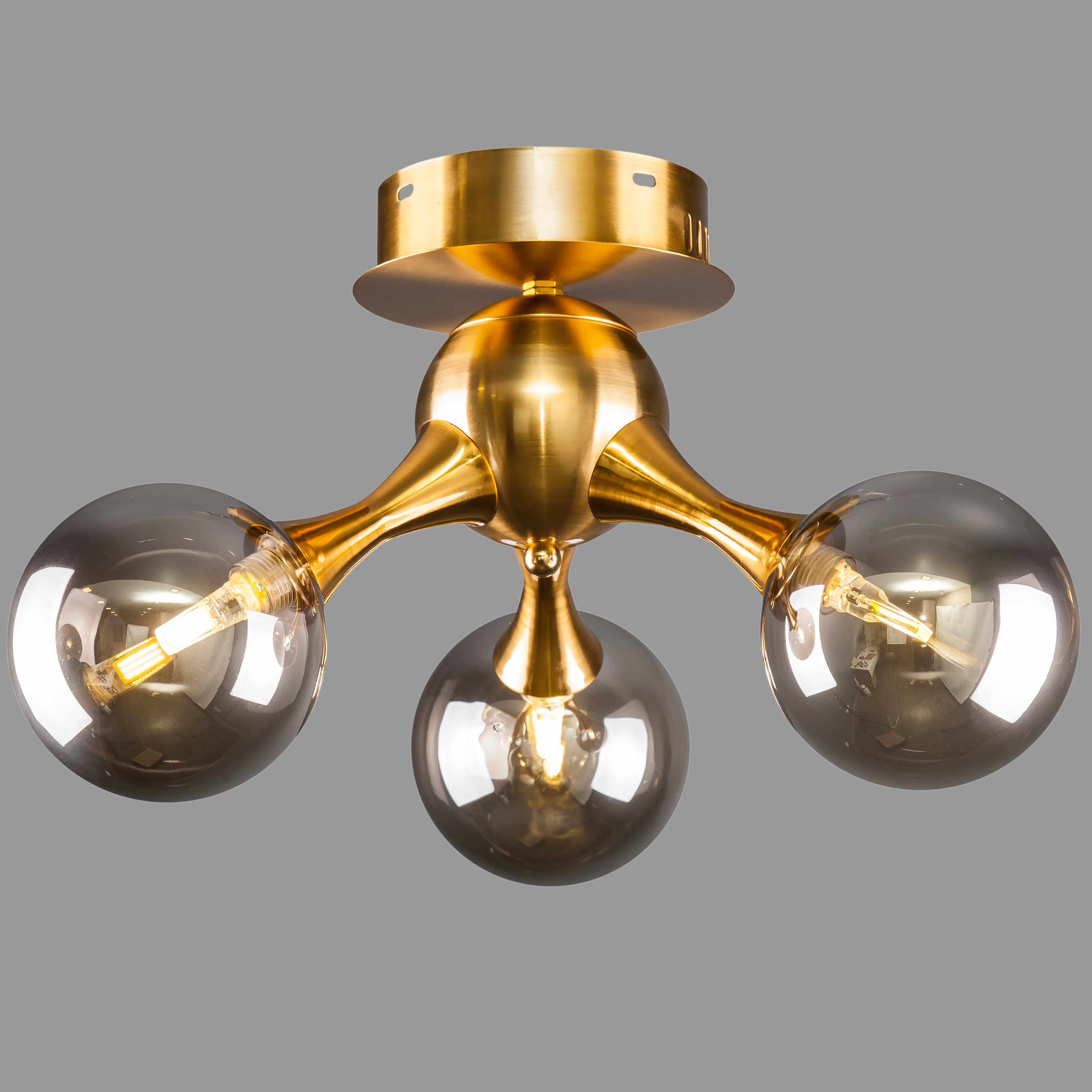 Потолочная люстра молекула на 3 лампы Бронзовый (52-9817-3 BRZ+BK)