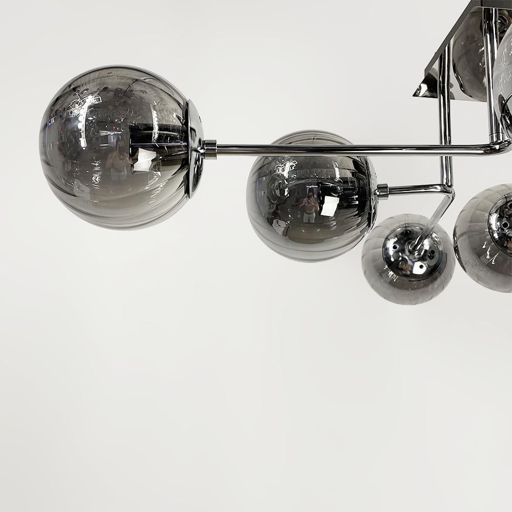 Люстра современная потолочная на 8 графитовых плафонов Хром (2693/8 (new) CH/GR) - фото 3