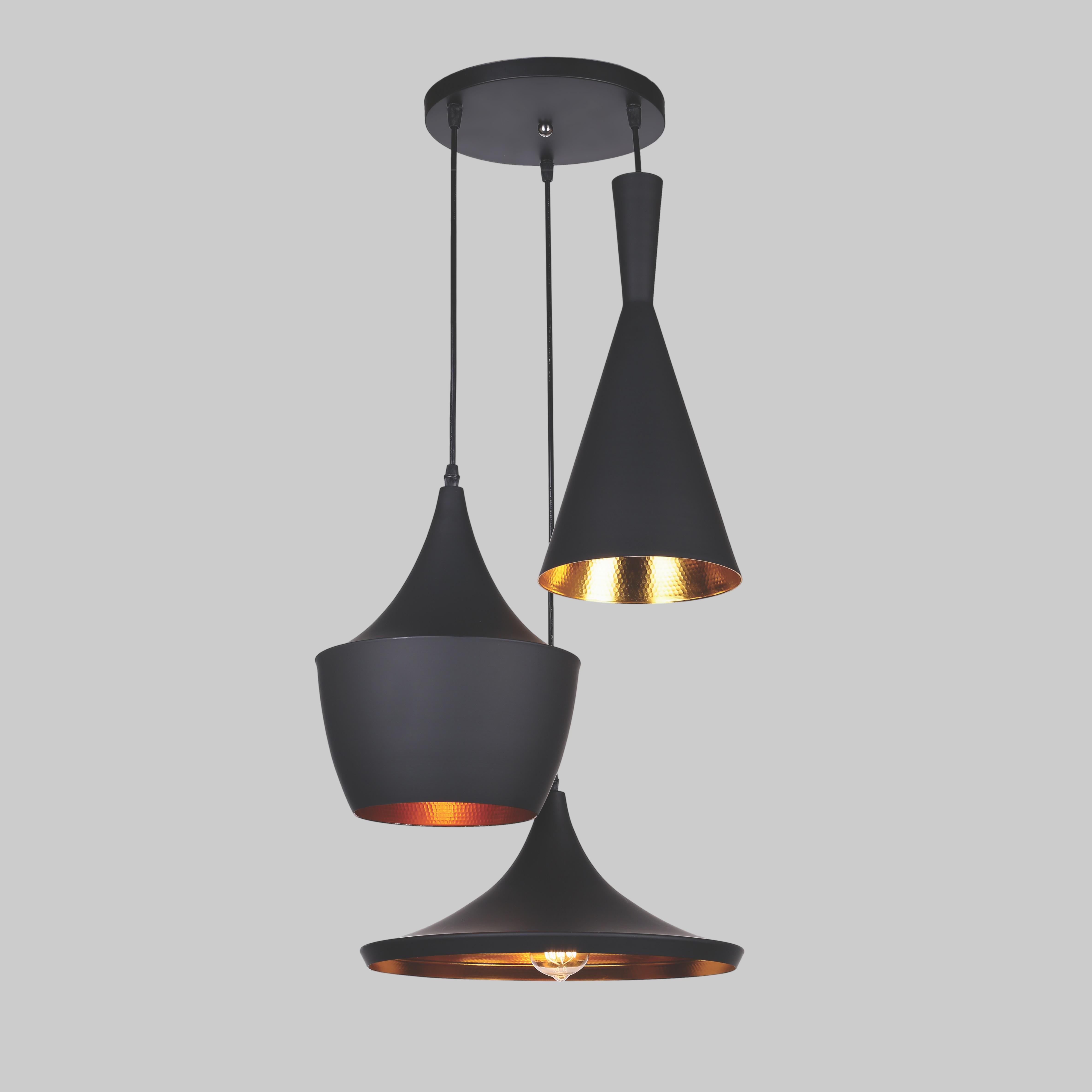 Люстра лофт із золотими всередині плафонами Чорний (54-6403-3 BK)