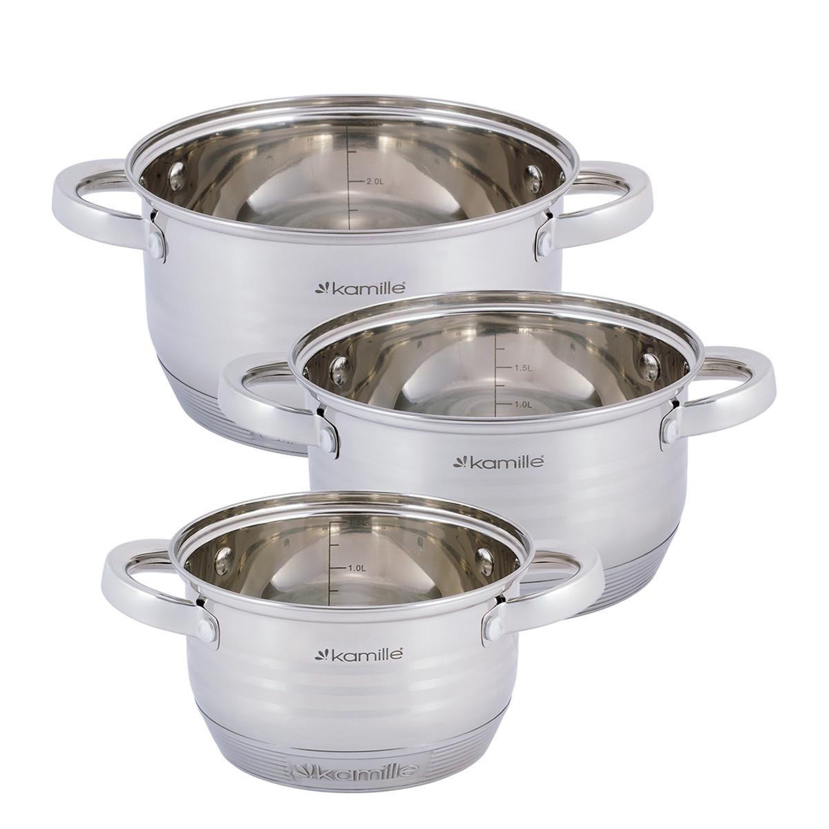 Набір каструль із кришками Kamille КМ-4915 із нержавіючої сталі з 6 предметів Сталевий (150-84-4915) - фото 2