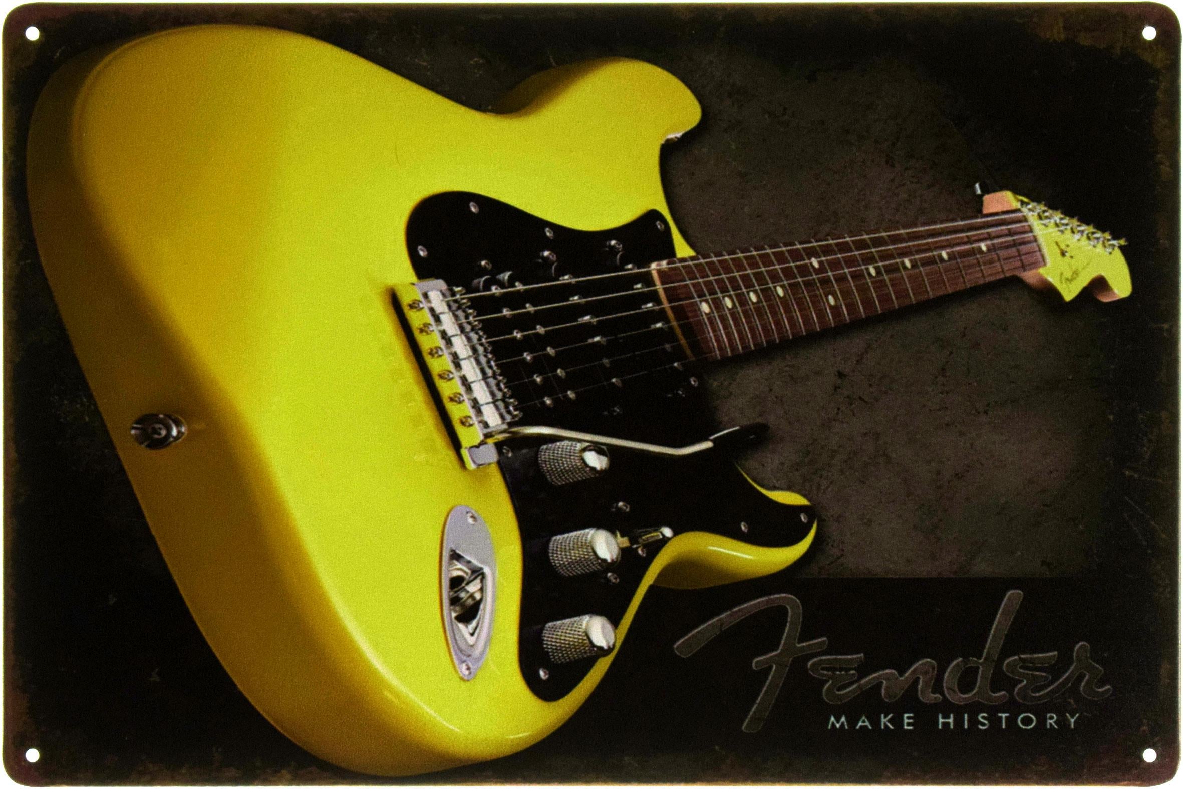 Металлическая табличка Fender Make History 20x30 см