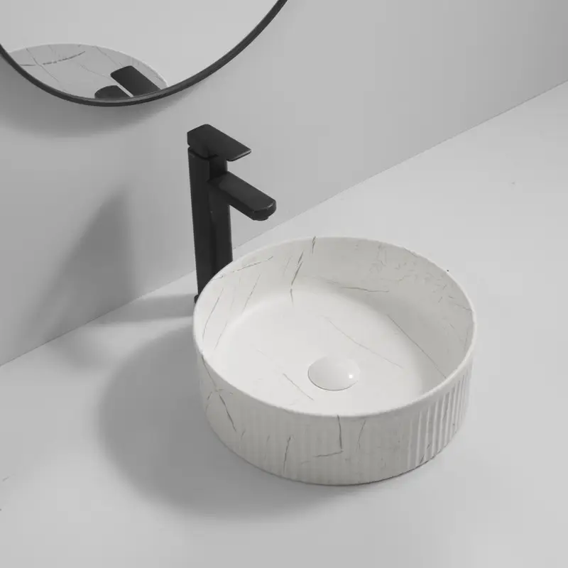 Раковина накладная MIXXUS Premium WAVE-0102 MARBLE круглая 370х370х130 мм (MP6528)