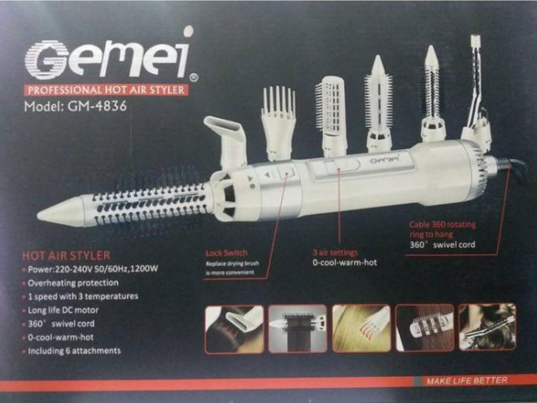 Стайлер-фен для укладки волос Gemei GM-4836 1200 Вт Розовый (2104618631) - фото 8 Стайлер-фен для укладки волос Gemei GM-4836 1200 Вт Розовый (2104618631) - фото 8