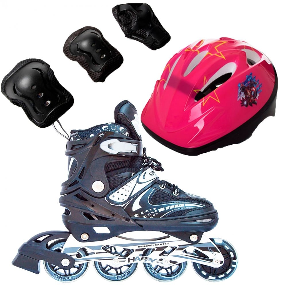 Ролики детские набор Happy Combo Disney защита и шлем 34-38 Robo (Черный) (2T3007E)