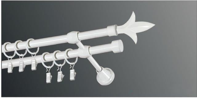 Карниз для штори Plastidea Лілія металевий подвійний з прищіпками D 16/16 мм 120 см Білий Карниз для штори Plastidea Лілія металевий подвійний з прищіпками D 16/16 мм 120 см Білий