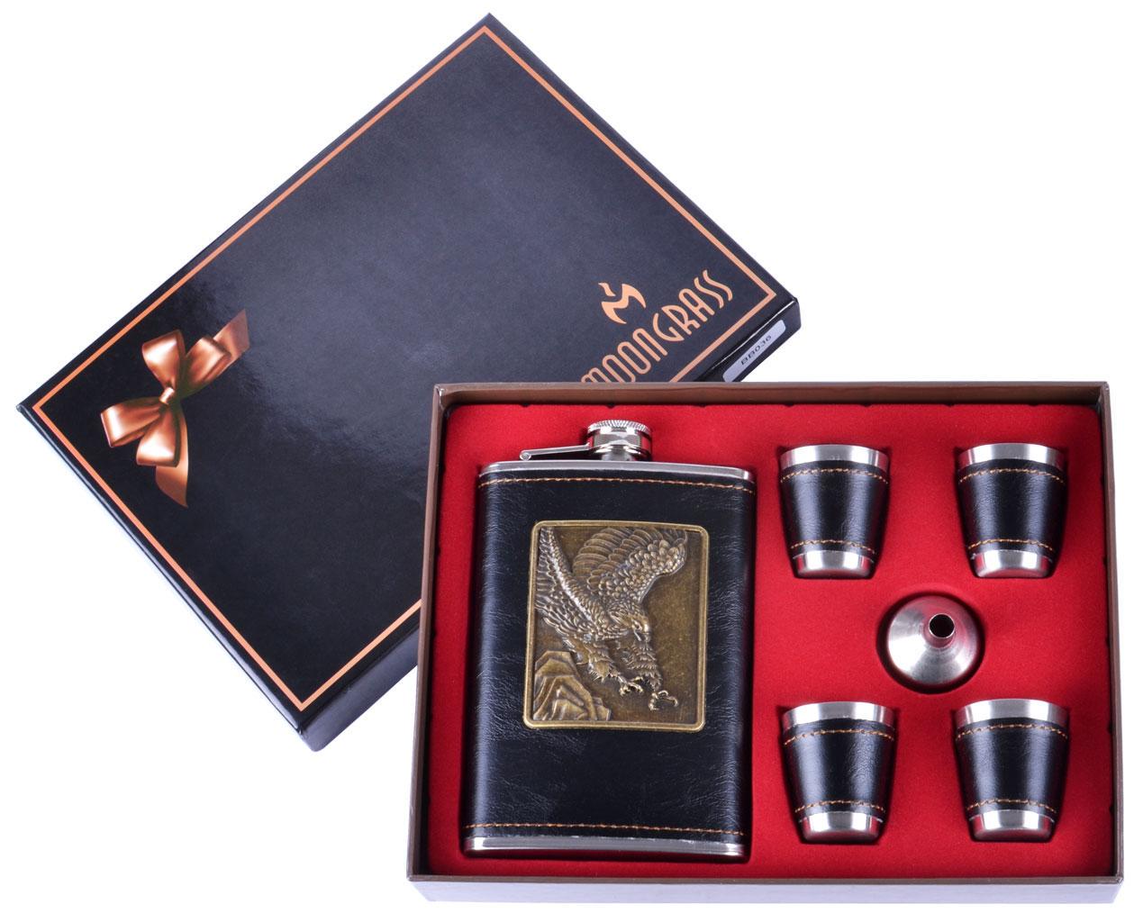 Набір фляга та 4 стопки Edition Black Fly 265 мл нержавіюча сталь Чорний