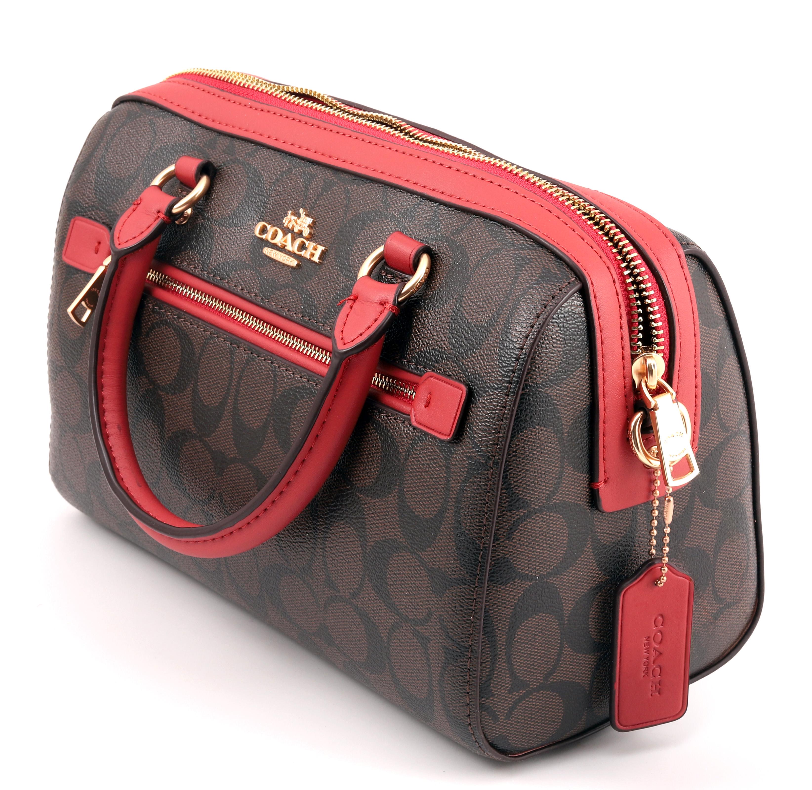 ᐉ Сумка Coach Rowan Satchel In Signature Canvas Brown/Red • Краща