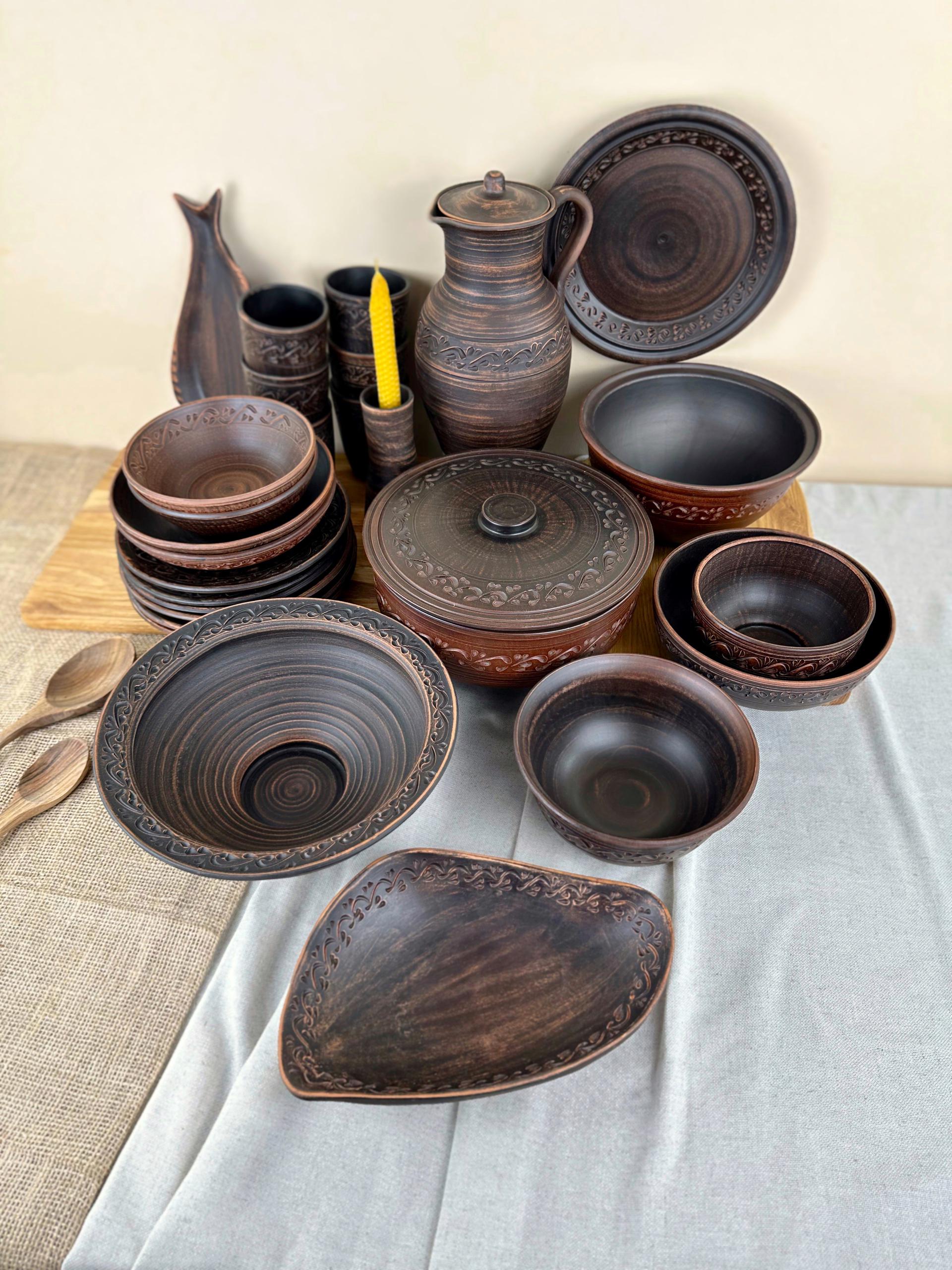 Набор керамической глиняной посуды Рождественский На Святвечер на 6 человек декор (3128-4) Набор керамической глиняной посуды Рождественский На Святвечер на 6 человек декор (3128-4)