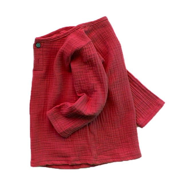 Рубашка детская летняя муслиновая 90 см Красный (21588720)