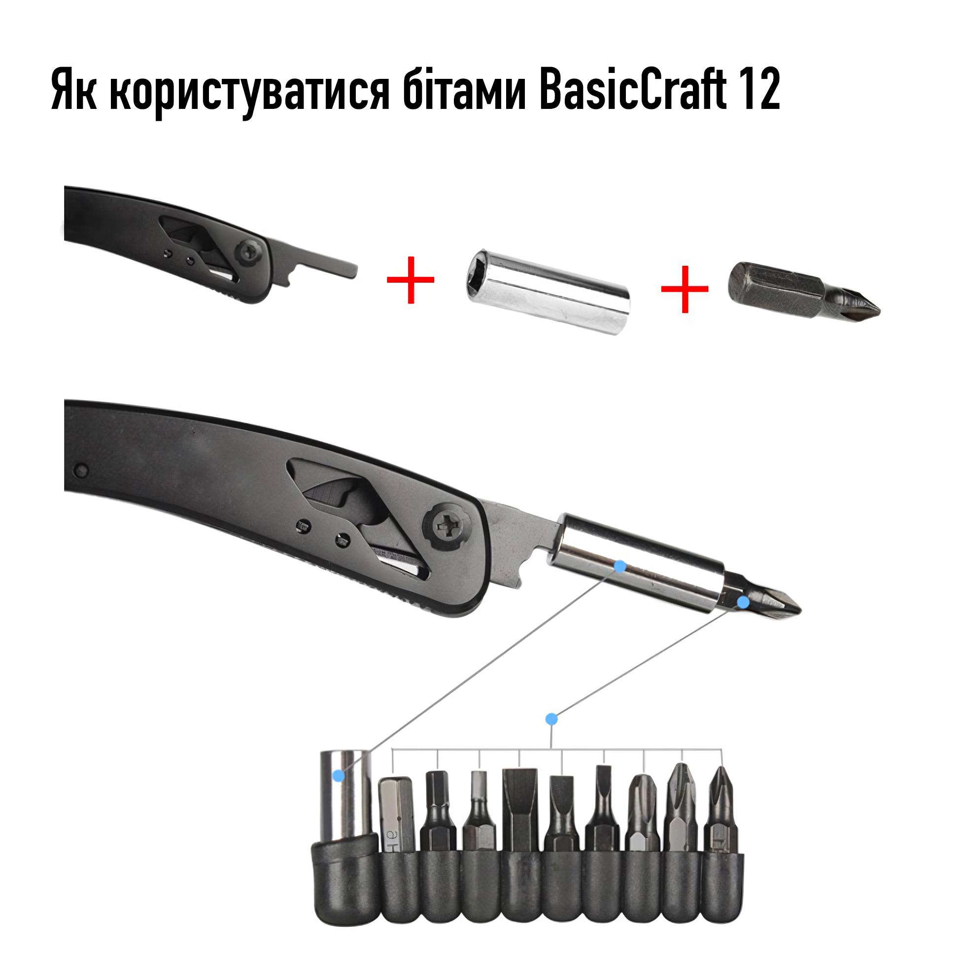 Мультитул UAD BasicCraft 12 інструментів сталевих чорний (UAD-08) - фото 4