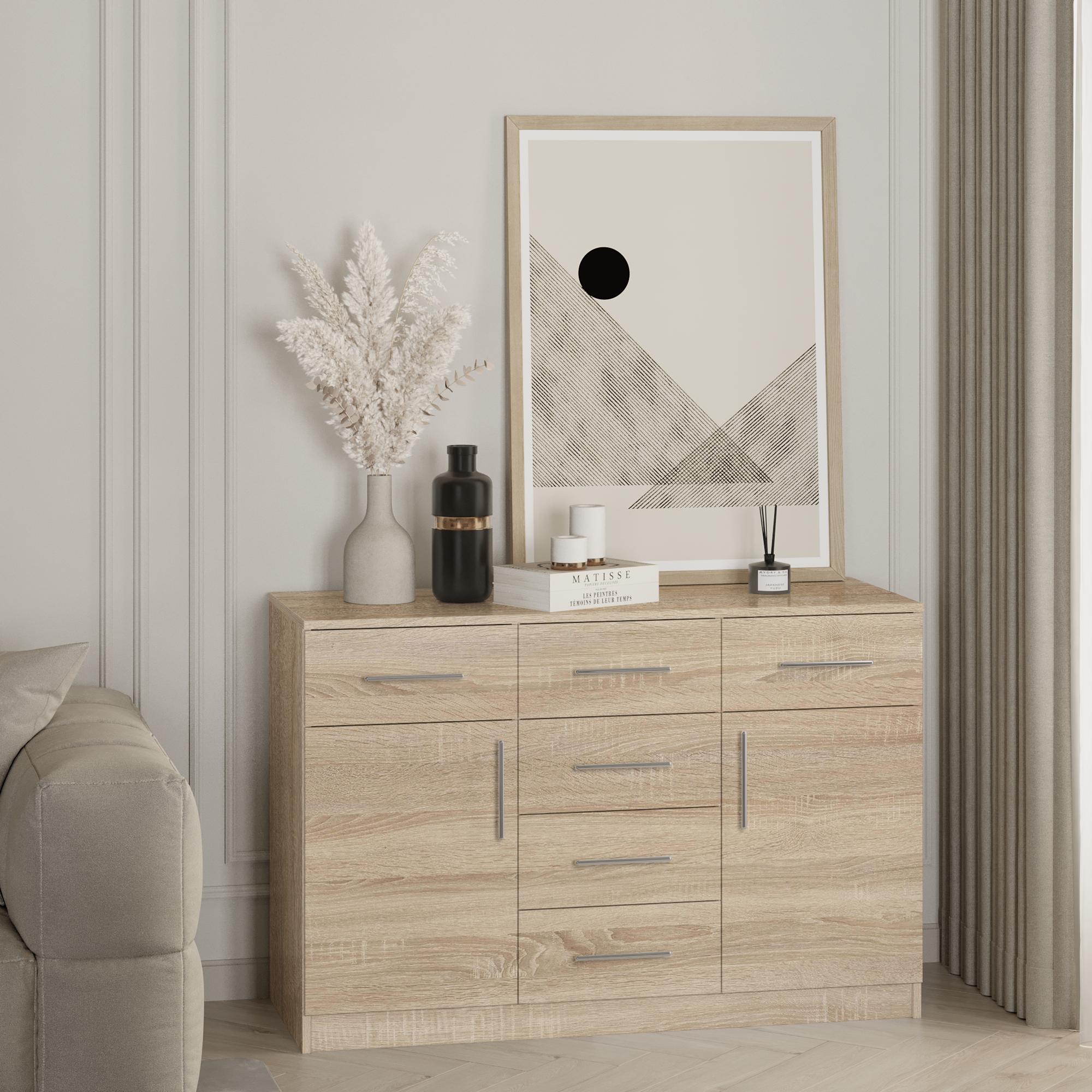 Комод Standart K6+2D 1200x450x800 мм Дуб Сонома - фото 1