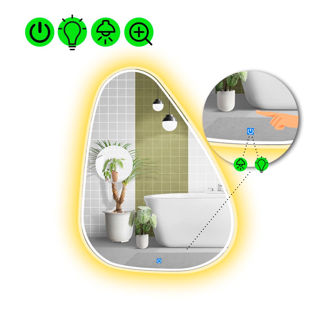 Зеркало с LED подсветкой Doccia 4 с сенсором и увеличительной линзой без подсветки 80x64 см (8776445)