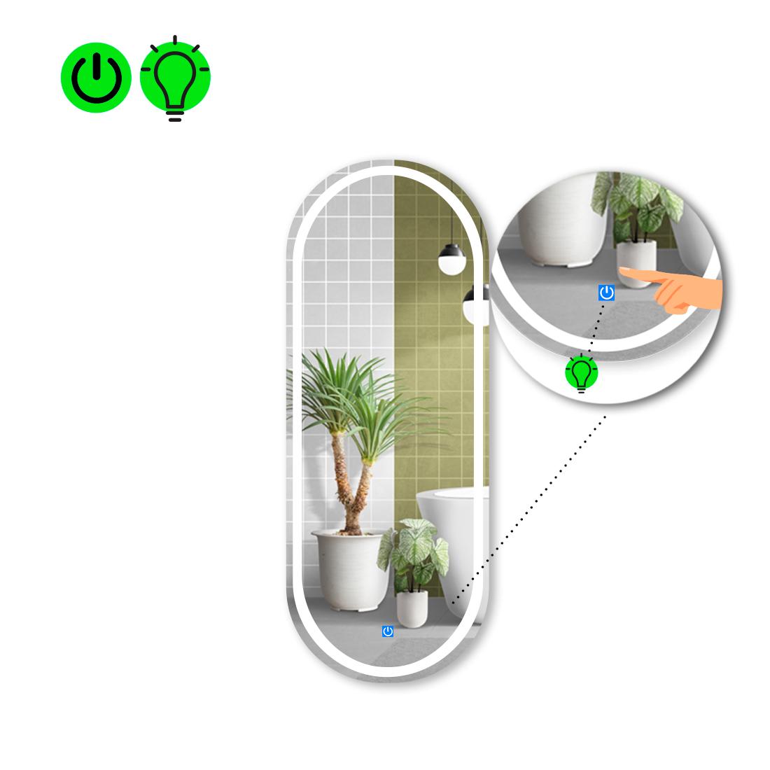 Зеркало с LED подсветкой Portale 1 с сенсорной кнопкой управления 180x70 см