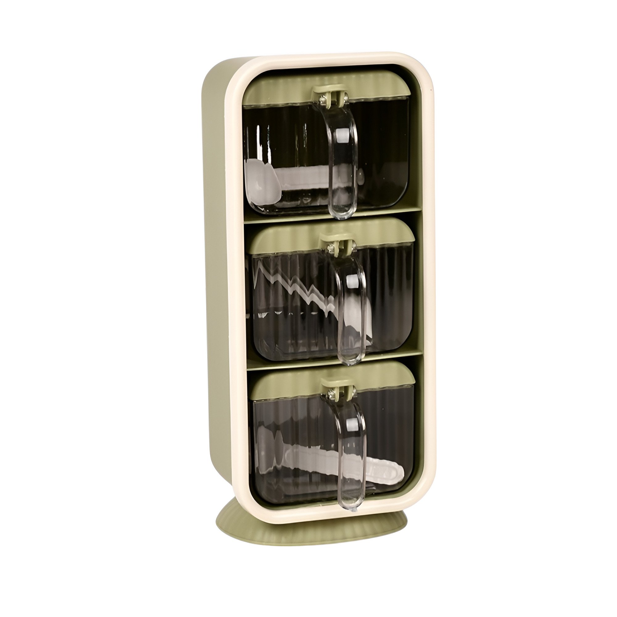 Органайзер для спецій Stenson R93236 на 3 яруси з 3 ложками 10х8х24 см Зелений (25307691)