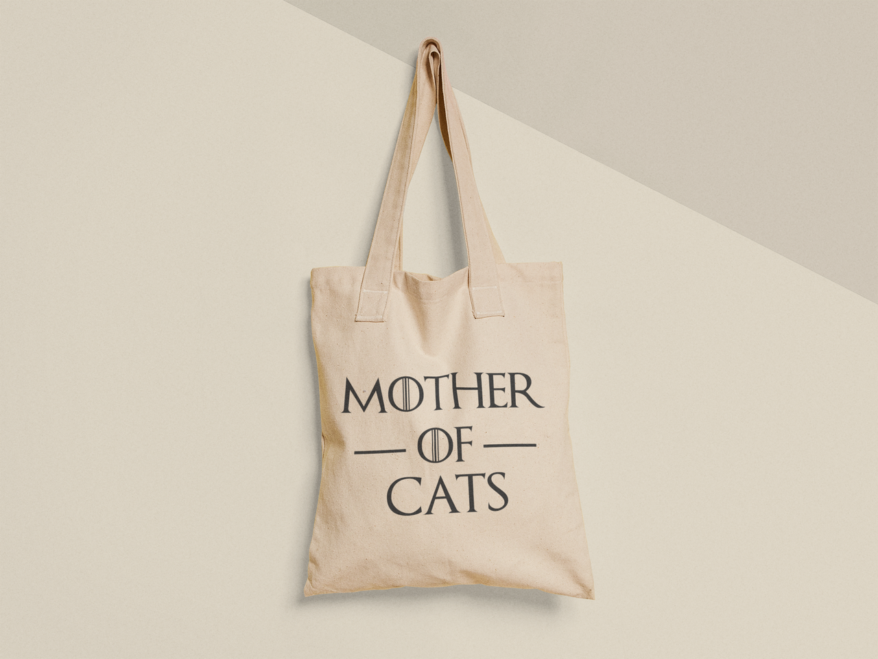 Эко-сумка шоппер с принтом "Mother of cats" 38х40 см Бежевый (ПН437-Т)