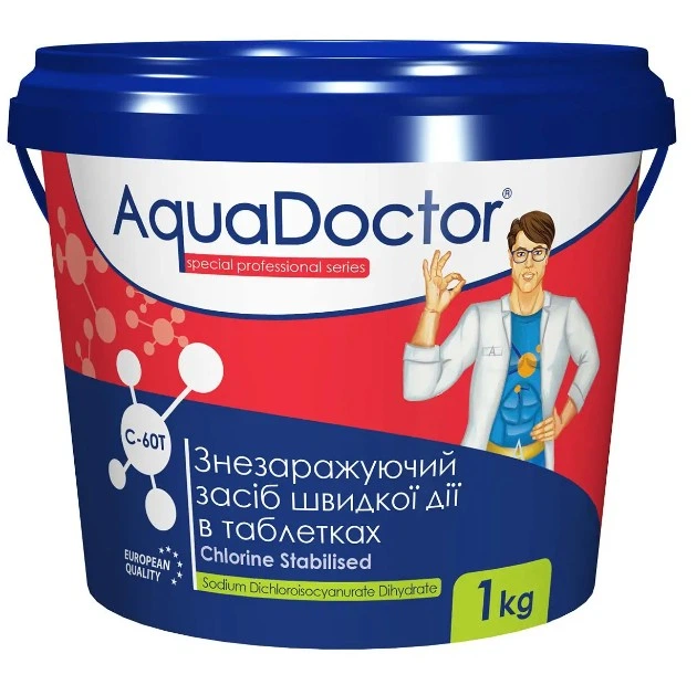 Хлор шоковый для бассейна AquaDoctor C-60T 1 кг в таблетках (8984856)
