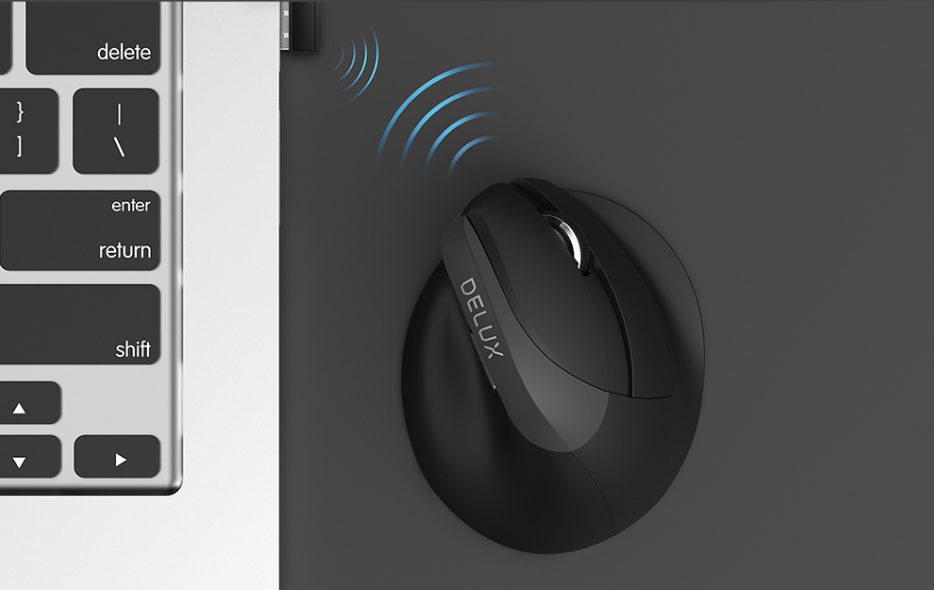 Мышь вертикальная бесшумная Delux M618 Mini DB Wireless - фото 4