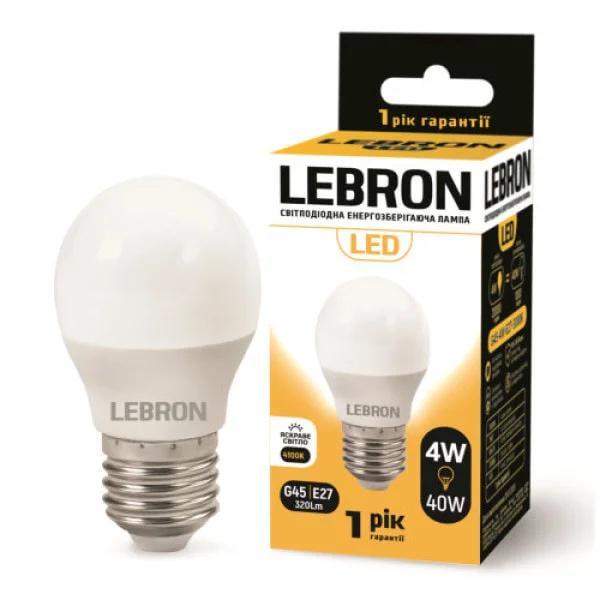 LED-лампа Lebron L-G45 4W 220V Е27 4100K 320 Lm (28688727)