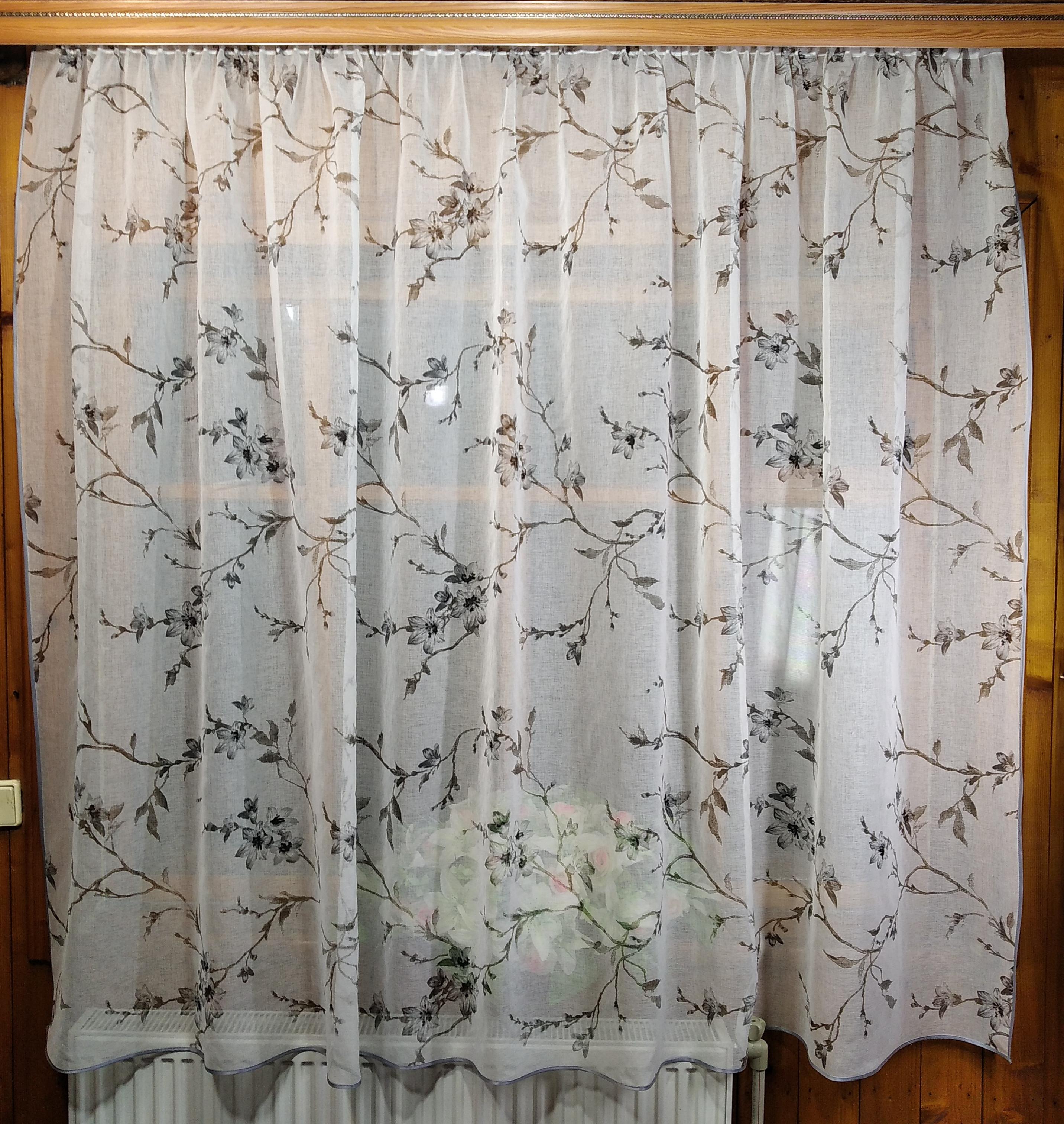 Занавеска кухонная готовая Классик Серая веточка - фото 1 Занавеска кухонная готовая Классик Серая веточка - фото 1