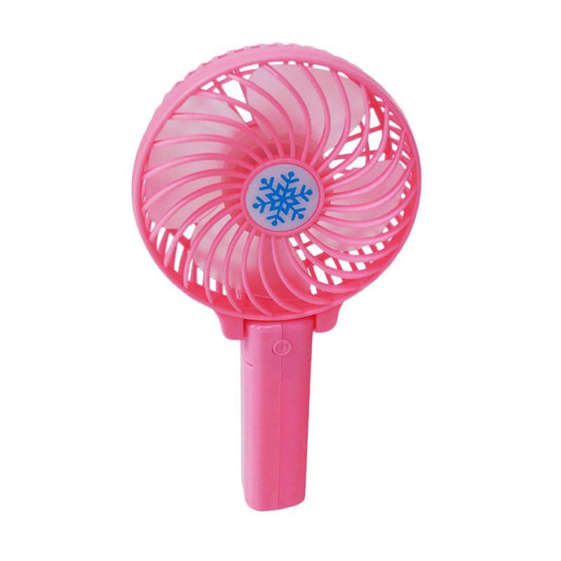 Вентилятор аккумуляторный Handy Mini Fan с ручкой USB диаметр 10 см Розовый