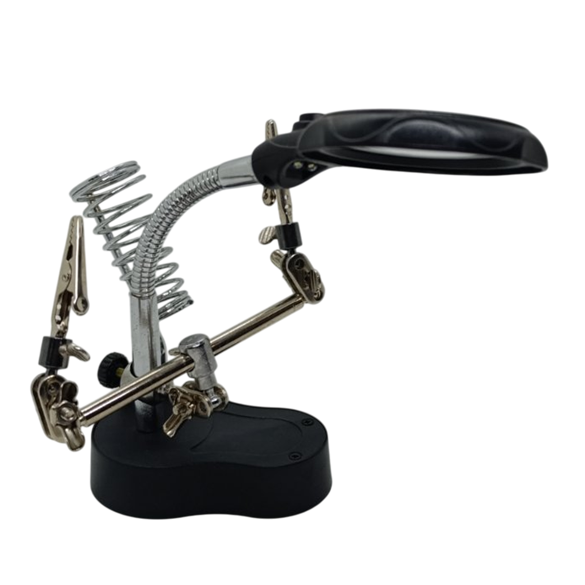 Держатель Третья рука MG14-0170 с лупой 65/17 мм 3,5Х/12Х 2LED с подсветкой Black/Silver/Gold (160424) - фото 2 Держатель Третья рука MG14-0170 с лупой 65/17 мм 3,5Х/12Х 2LED с подсветкой Black/Silver/Gold (160424) - фото 2