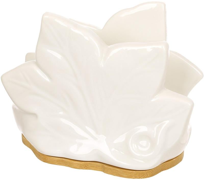 Серветниця порцелянова BonaDi на дерев'яній підставці 12x8 см