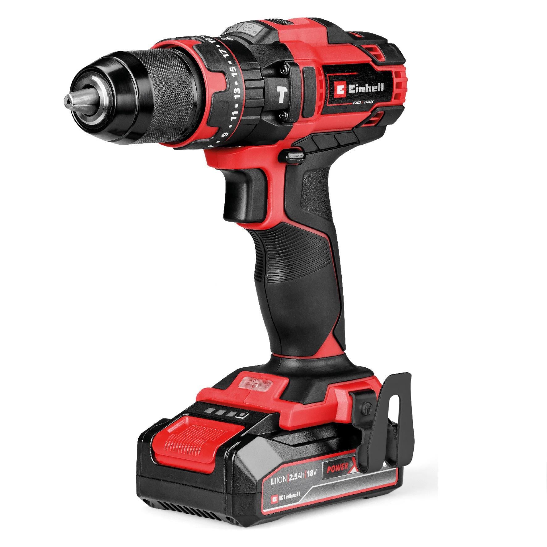 Шуруповерт-дрель аккумуляторная Einhell TE-CD 18/44 Li-i PXC ударная 18V 44 Нм с аккумулятором 2,5 Ah (4514287)