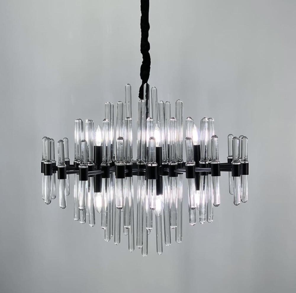 Люстра розкішна з скляними паличками 10 ламп Ø 65 см (MD 8073/10 BK) - фото 3