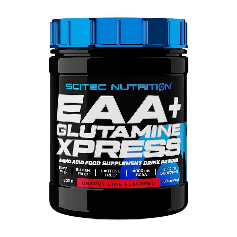 Амінокислоти Scitec Nutrition EAA + Glutamine Express BCAA з глютаміном без цукру 300 г Вишня/Лайм