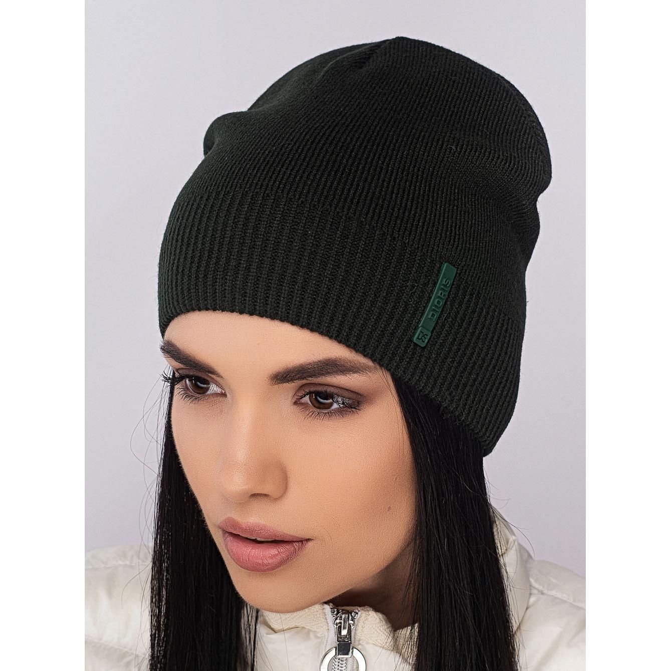 Шапка жіноча Leks ВИМПЕЛ без відвороту з манжетом резинкою утеплена флісом one size Зелений