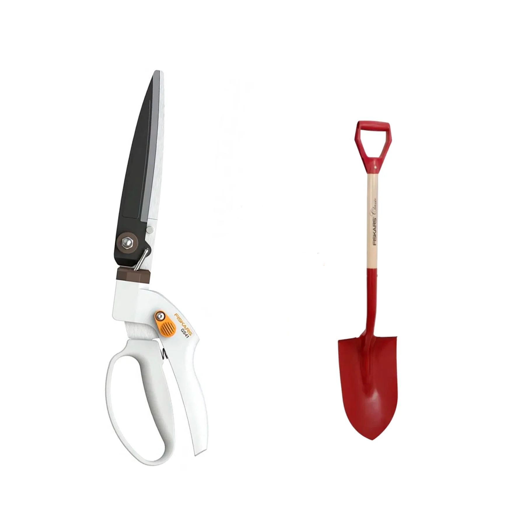 Набор Fiskars ножницы для травы GS41 и лопата садовая штыковая Classic FSC Белый (1026917101477)