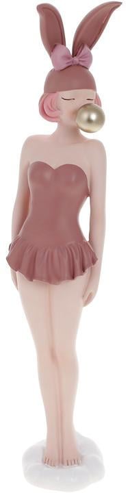 Статуэтка декоративная Девушка-Зайка 7х4х31 см Розовый