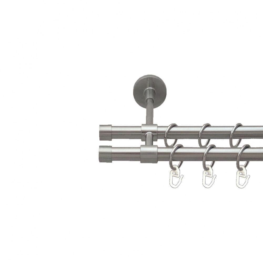 Карниз трубчатый двухрядный Orvit Заглушка закрытый 16/16 мм 200 см Нержавеющая сталь (000-7011)