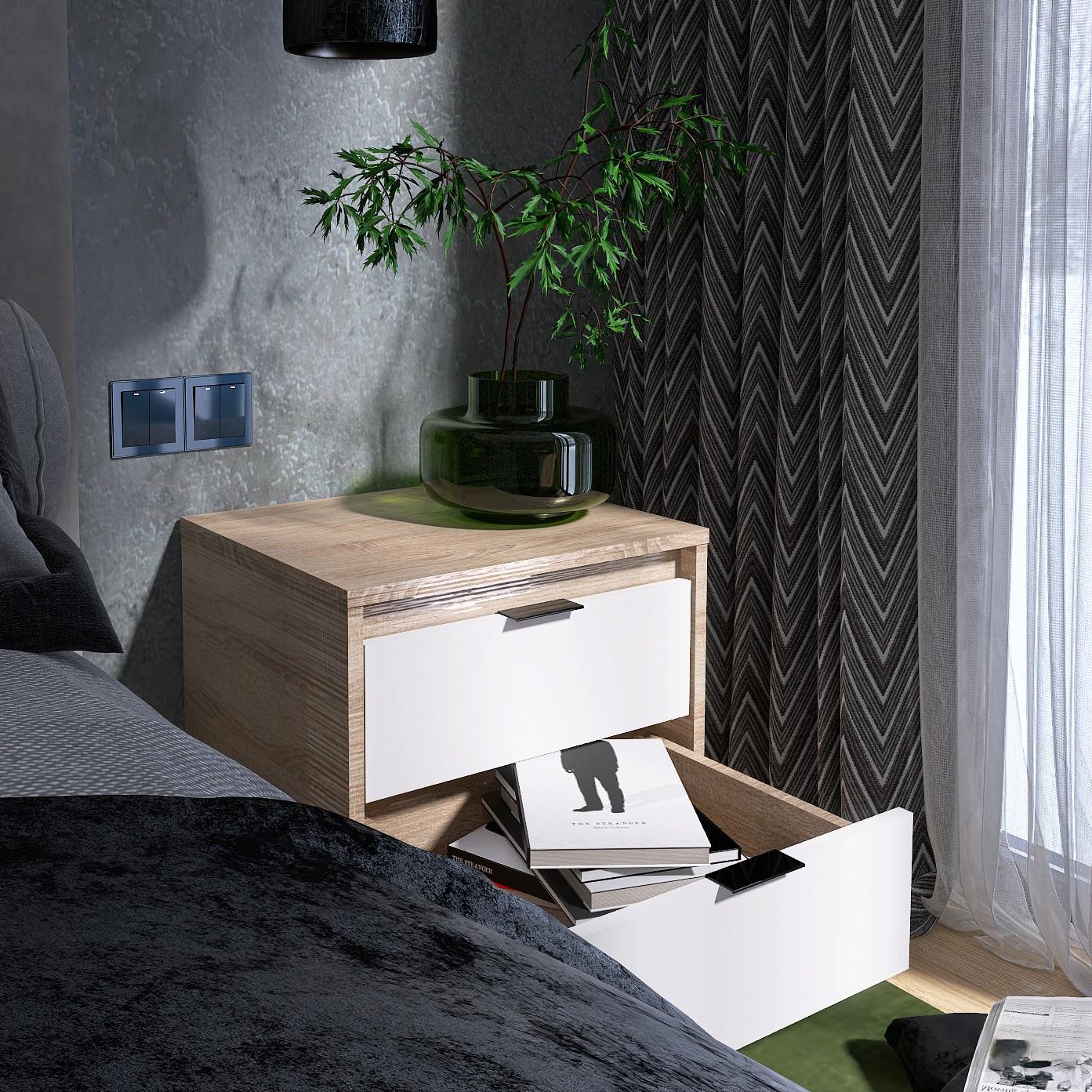 Тумба прикроватная Everest Сити 450 452х380х442 мм Сонома/Белый (11427) - фото 2 Тумба прикроватная Everest Сити 450 452х380х442 мм Сонома/Белый (11427) - фото 2