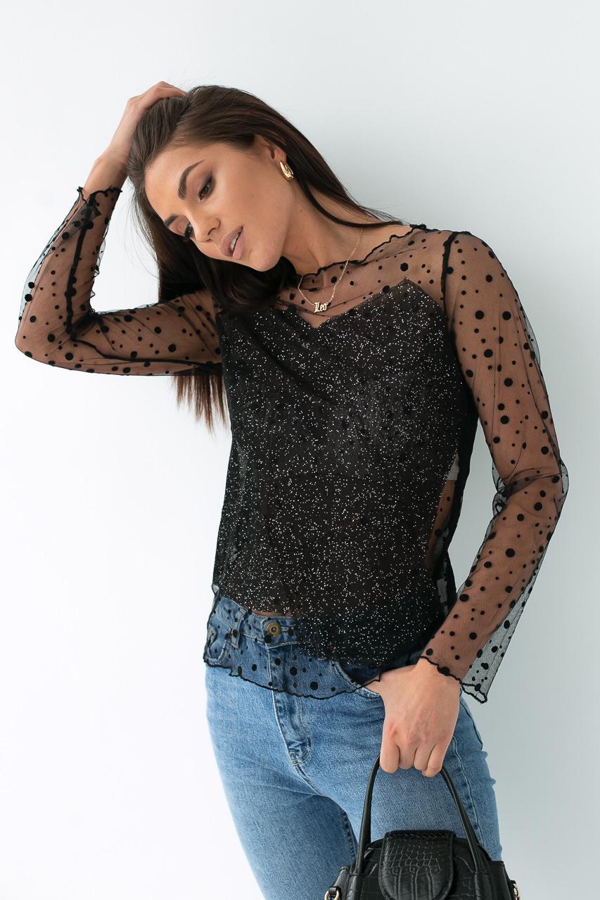 Блуза прозора Hello Kiss! з фатину L/XL Чорний - фото 5 Блуза прозора Hello Kiss! з фатину L/XL Чорний - фото 5