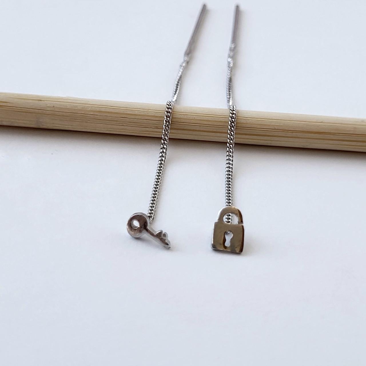 Серьги Ключик и замок без камней из серебра 925 пробы (5442/1р) Серьги Ключик и замок без камней из серебра 925 пробы (5442/1р)