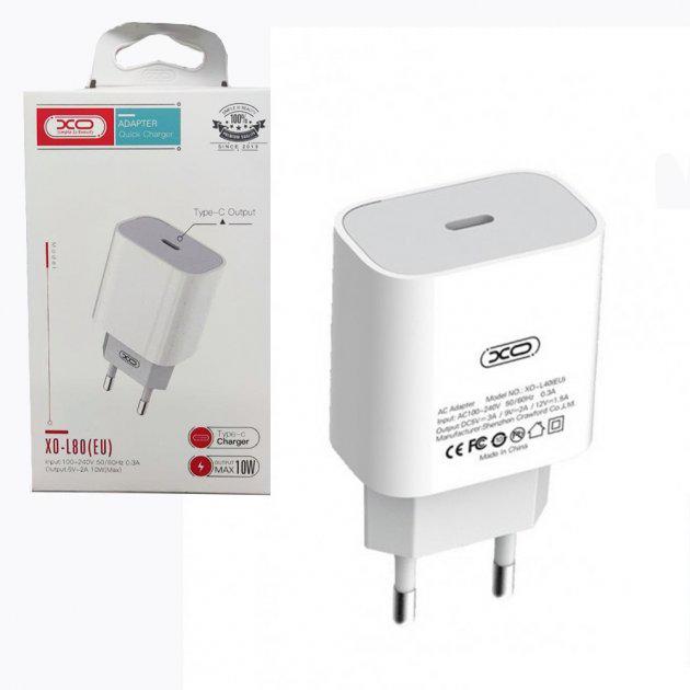 Зарядное устройство сетевое XO L80 10 W type-C White (10129960)