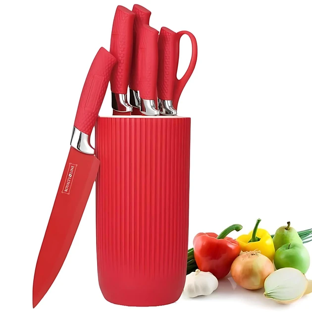 Набір кухонних ножів Royalty Line RL-NC07R 7 предметів з обертовою підставкою нержавіюча сталь - фото 3