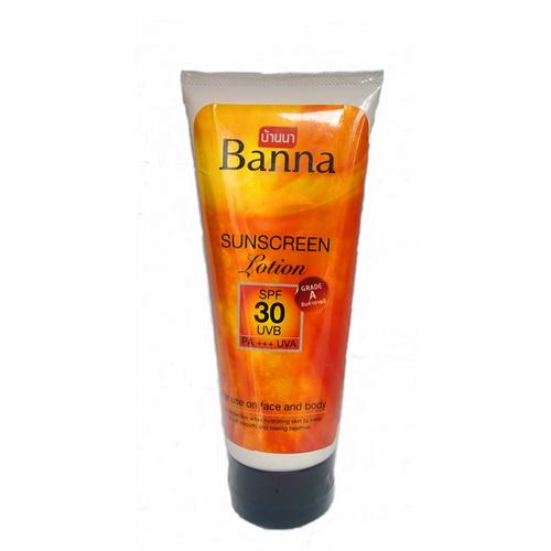 Солнцезащитный лосьон Banna для лица и тела SPF-30 UVA\UVB 200 мл Солнцезащитный лосьон Banna для лица и тела SPF-30 UVA\UVB 200 мл