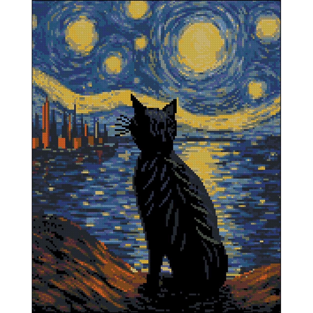 Алмазна мозаїка Strateg Зоряний кіт без підрамника 40х50 см (ZAV4050-5)