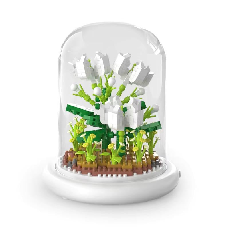 Конструктор Цветок в колбе с подсветкой Жасмин 520 дет.