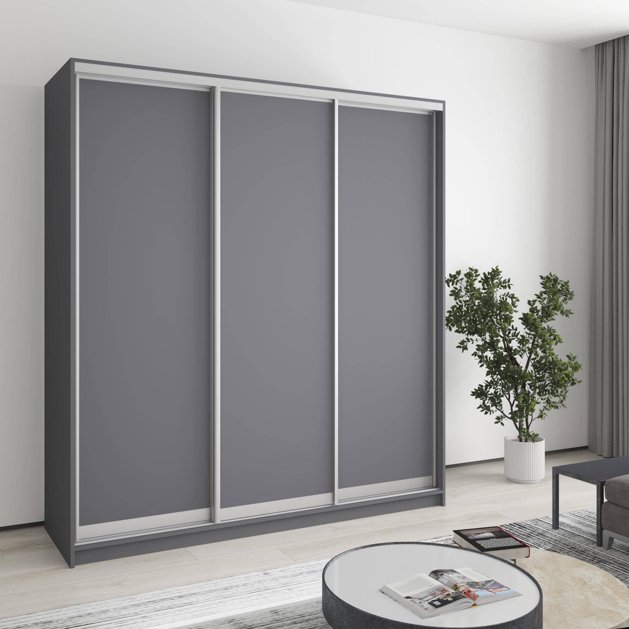 Шкаф-купе трехдверный MebelStar Стандарт AL 3ДСП 190x60x210 см Антрацит (MBS-2837)
