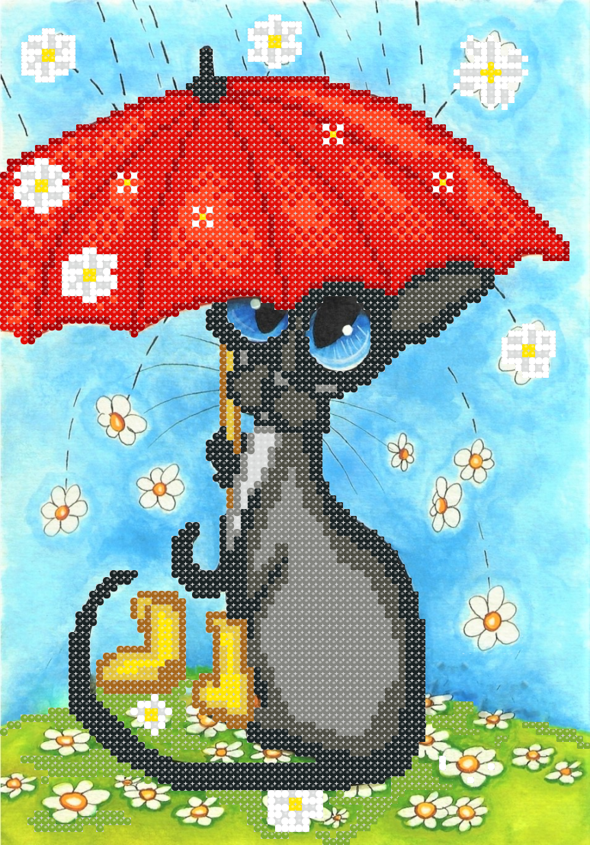 Схема вышивки бисером Серафима под зонтом (1221139267А)