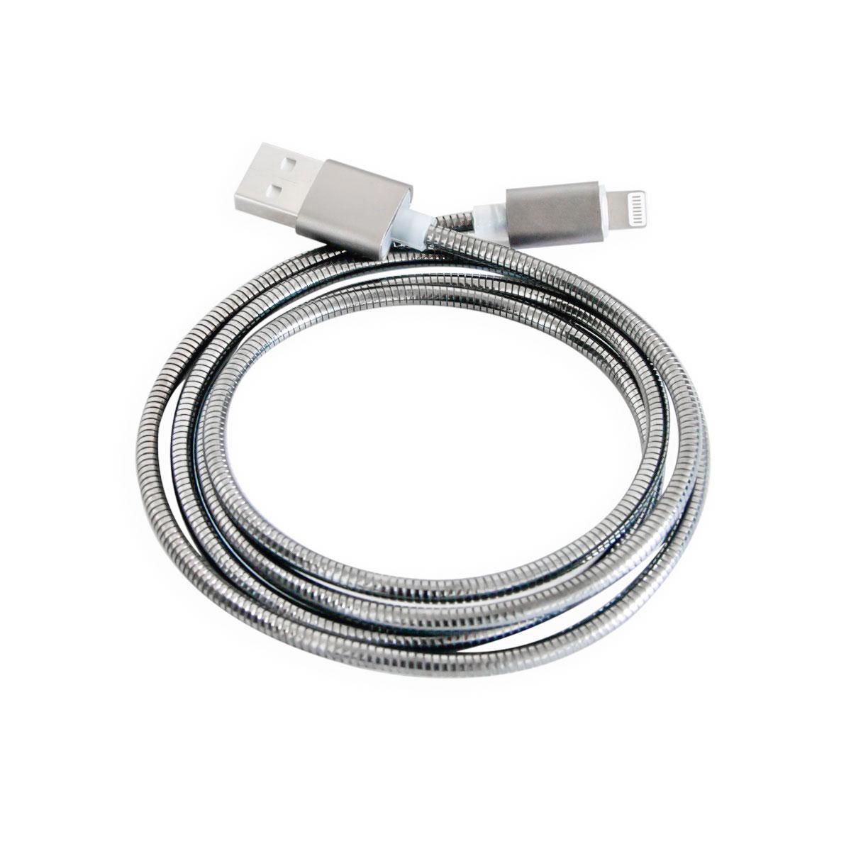 Кабель Lightning металлический 1 м Серый (1008984-Silver)