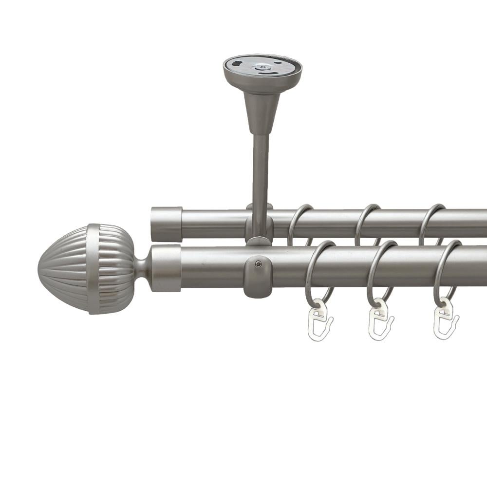 Карниз Orvit Одеон металевий дворядний відкритий до стелі гладка труба кільце металеве 25/19 мм 240 см Сатин (00-00023934)