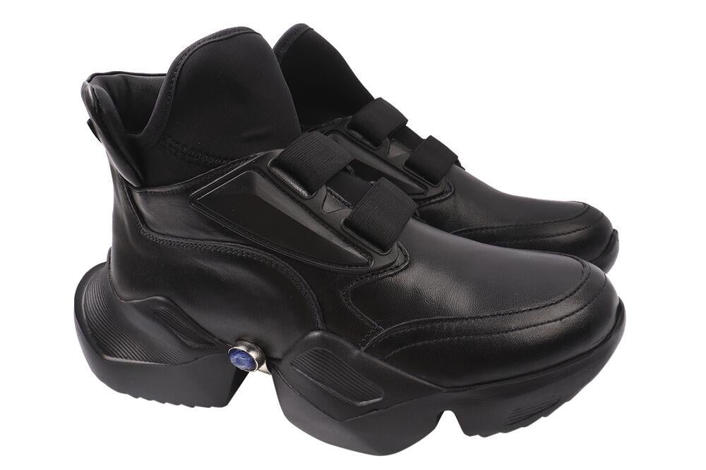 Черевики жіночі Molly Bessa зі шкіри на платформі високі на резинці р. 38 Чорний (236-20DK) Черевики жіночі Molly Bessa зі шкіри на платформі високі на резинці р. 38 Чорний (236-20DK)