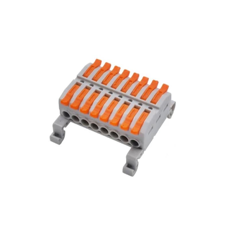 Клемма проходная Tactix 0,08-4 мм2 32А 8х1-8х1 одинарная на DIN-рейку 45,6х43,6х20 мм Оранжевый (KV227G-8)