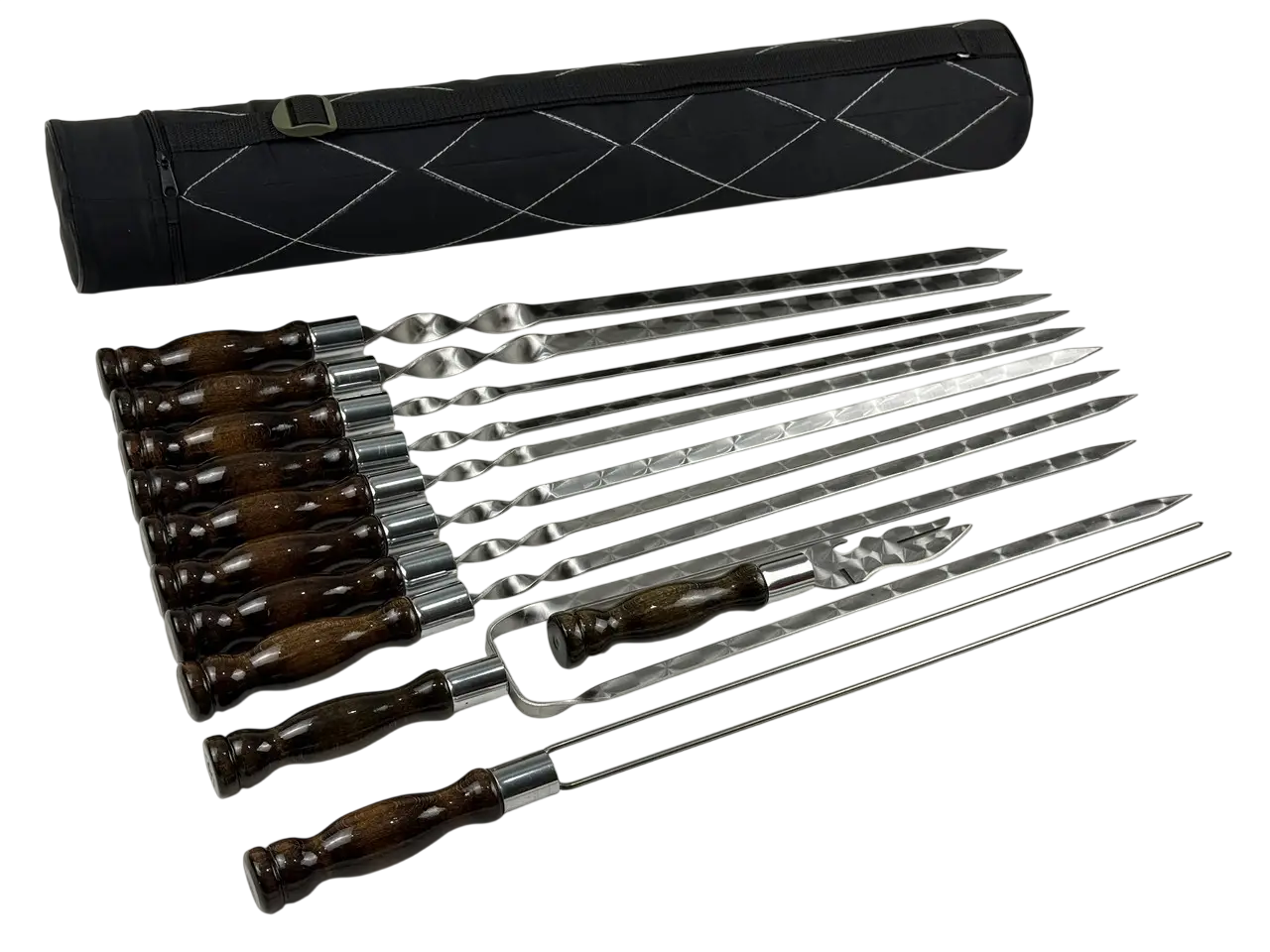 Набор шампуров GrillMaster NB-2310 нержавеющая сталь 3 мм с деревянной ручкой 11 пр. (10-164-NB-2310)