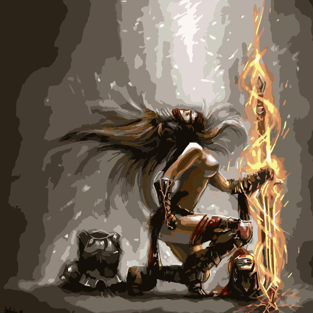 Картина по номерам Strateg Премиум Воинственная женщина 40x40 см (SK031)