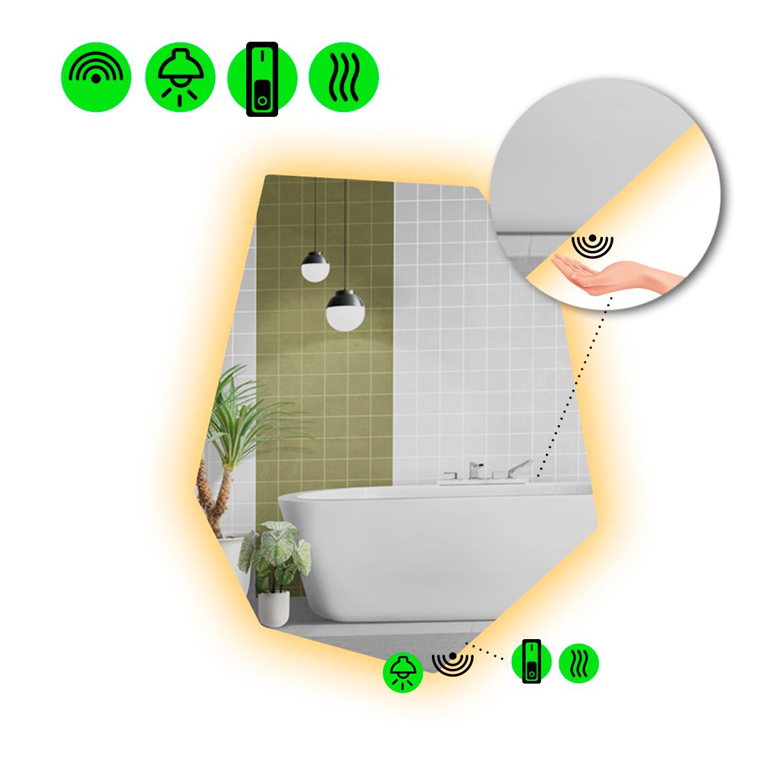 Зеркало с LED подсветкой Montagna 2 с ИК включателем и подогревом 80x60 см (8738588)